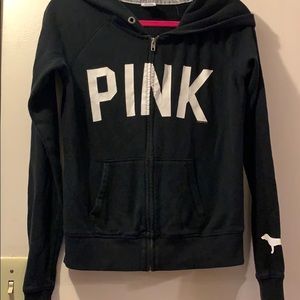 Victoria’s Secret PINK black hooded zip up.